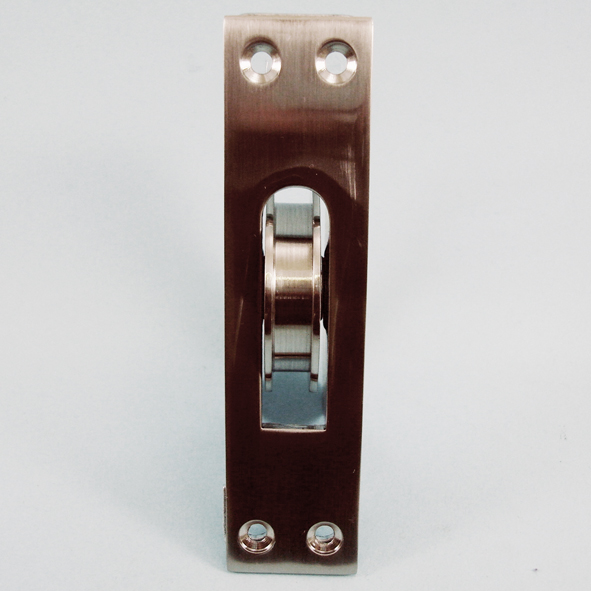 THD267/SNP • Satin Nickel • Square • Sash Pulley With Steel Body and 50mm [2] Heavy Duty Brass Ball Bearing Pulley